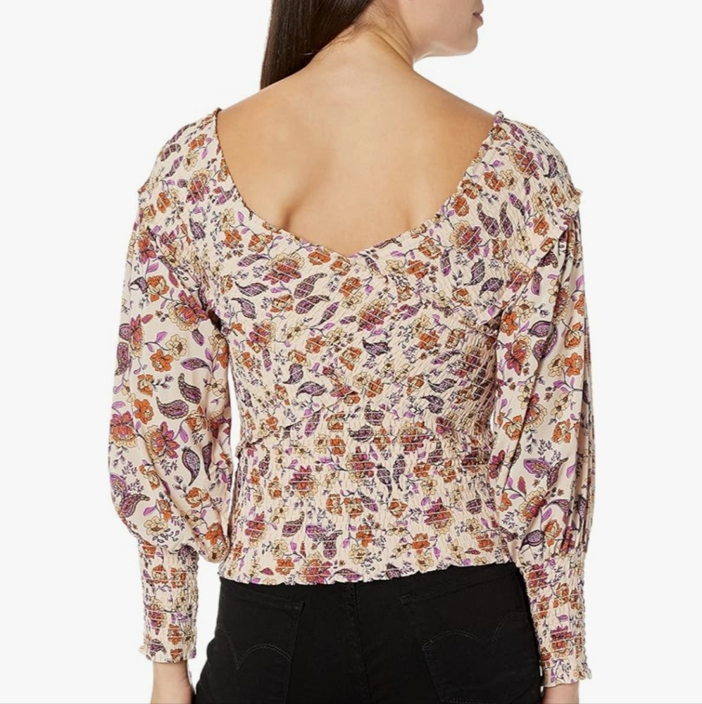 BB DAKOTA Steve Madden Paisley Print Smocked Blouse Top NEW - Picture 2 of 11